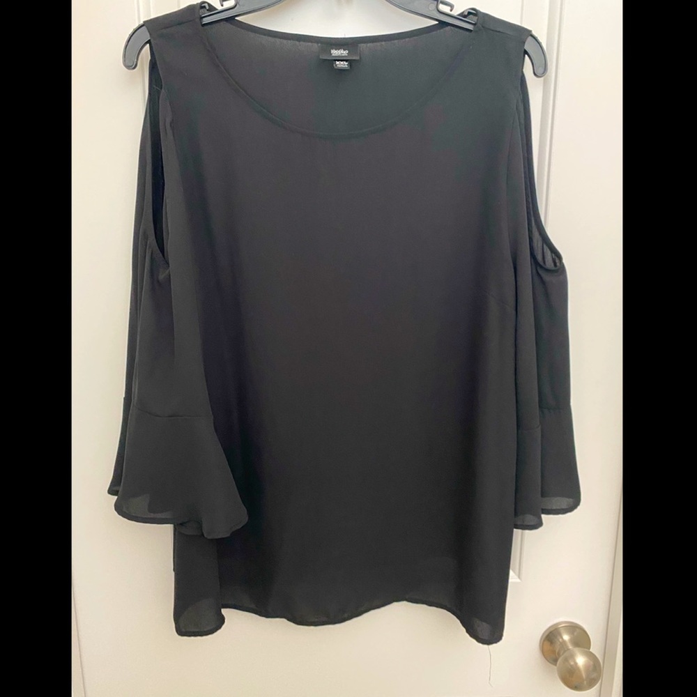 Flowy Cold Shoulder Top with Bell Sleeve